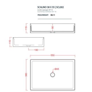 Раковина ArtCeram Scalino SCL002 40 00 marrone tortora 55 см